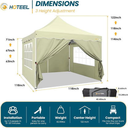 SANOPY 10' x 20' Pop up Canopy Party Tent with 6 Removable Sidewalls, Wave Eave Outdoor Waterproof Patio Gazebo Tent with Carry Bag, Backyards Camping Picnics, Black