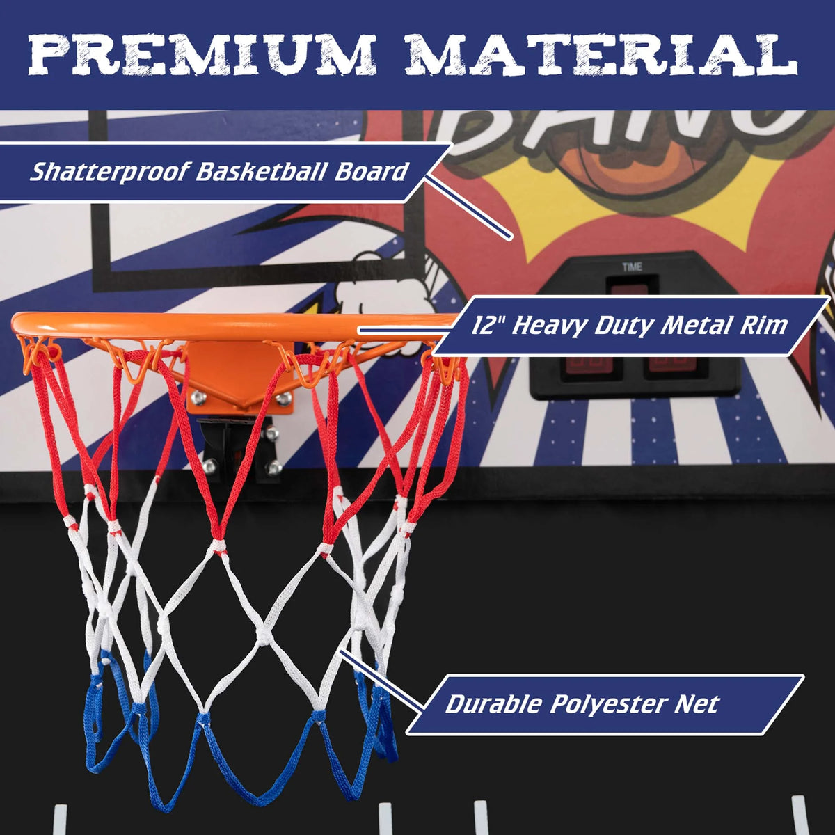 Costway Dual Shot Basketball Arcade Game with 8 Game Modes Electronic Scoring Blue