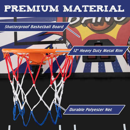 Costway Dual Shot Basketball Arcade Game with 8 Game Modes Electronic Scoring Blue