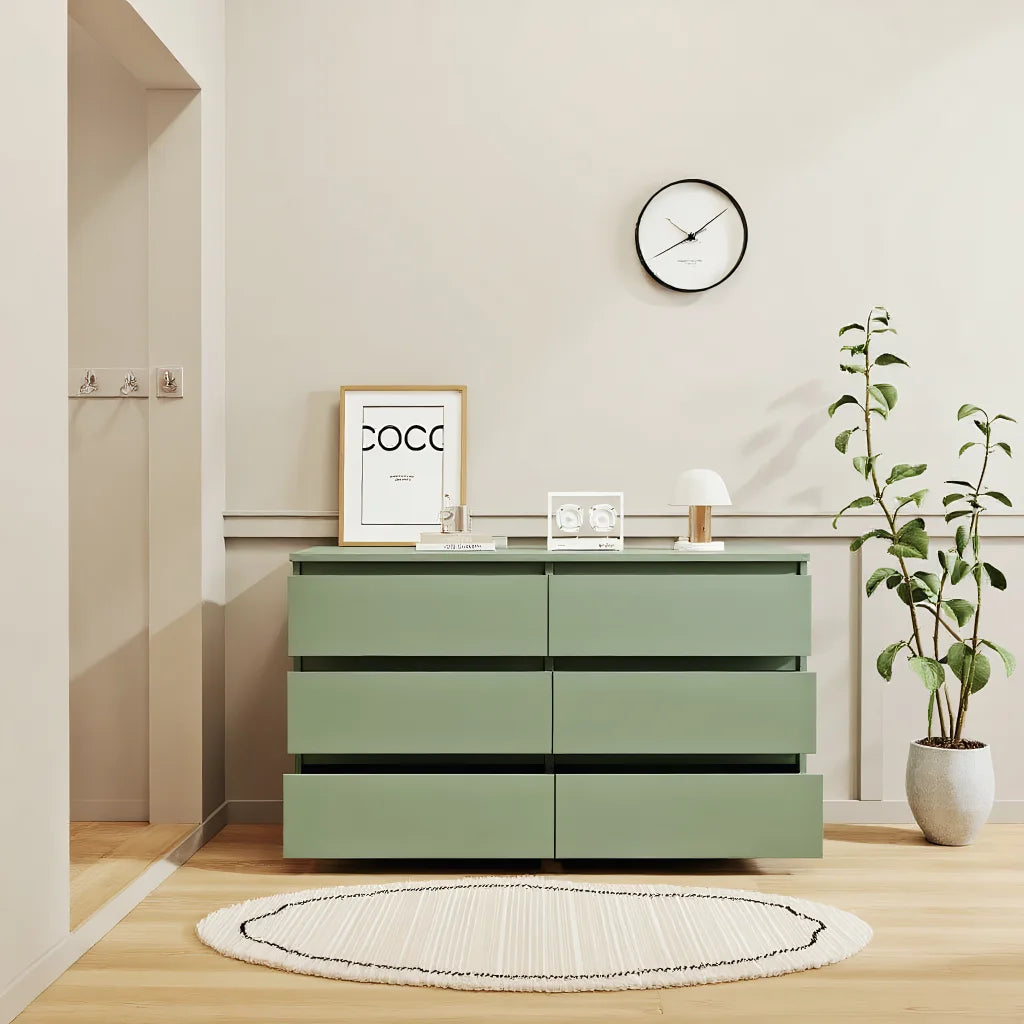 Kadyn Modern 6 Drawer Dresser Wood Cabinet,Dresser for Bedroom, Kitchen Storage Cabinet with Drawers, Chest of Drawers(Black)