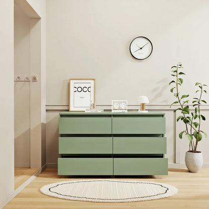 Kadyn Modern 6 Drawer Dresser Wood Cabinet,Dresser for Bedroom, Kitchen Storage Cabinet with Drawers, Chest of Drawers(Black)