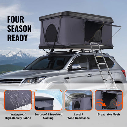 KFFKFF Hard Shell Rooftop Tent, Naturnest Model for 2-3 People, Includes Thick Mattress and Telescopic Ladder, Waterproof and Windproof, Suitable for Jeep, SUV, Van, and Pickup Trucks