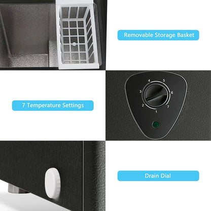 WANAI 3.5 Cu.ft,Chest Freezer,Deep Freezer,Removable Storage Basket Freezer,Black