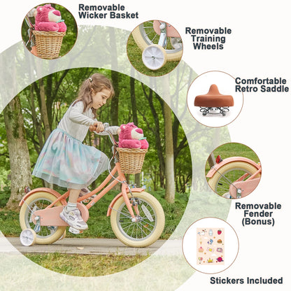 Glerc Little Molly 12 inch Kids Girls Bike for1 2-4 Years Old Child and Toddler,gifts,Pink