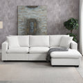 Harper & Bright Designs Modern Sectional Sofa 3 Seat Couch with Ottoman, Upholstered L Shaped Cloud Couch for Small Space Apartment Office, White