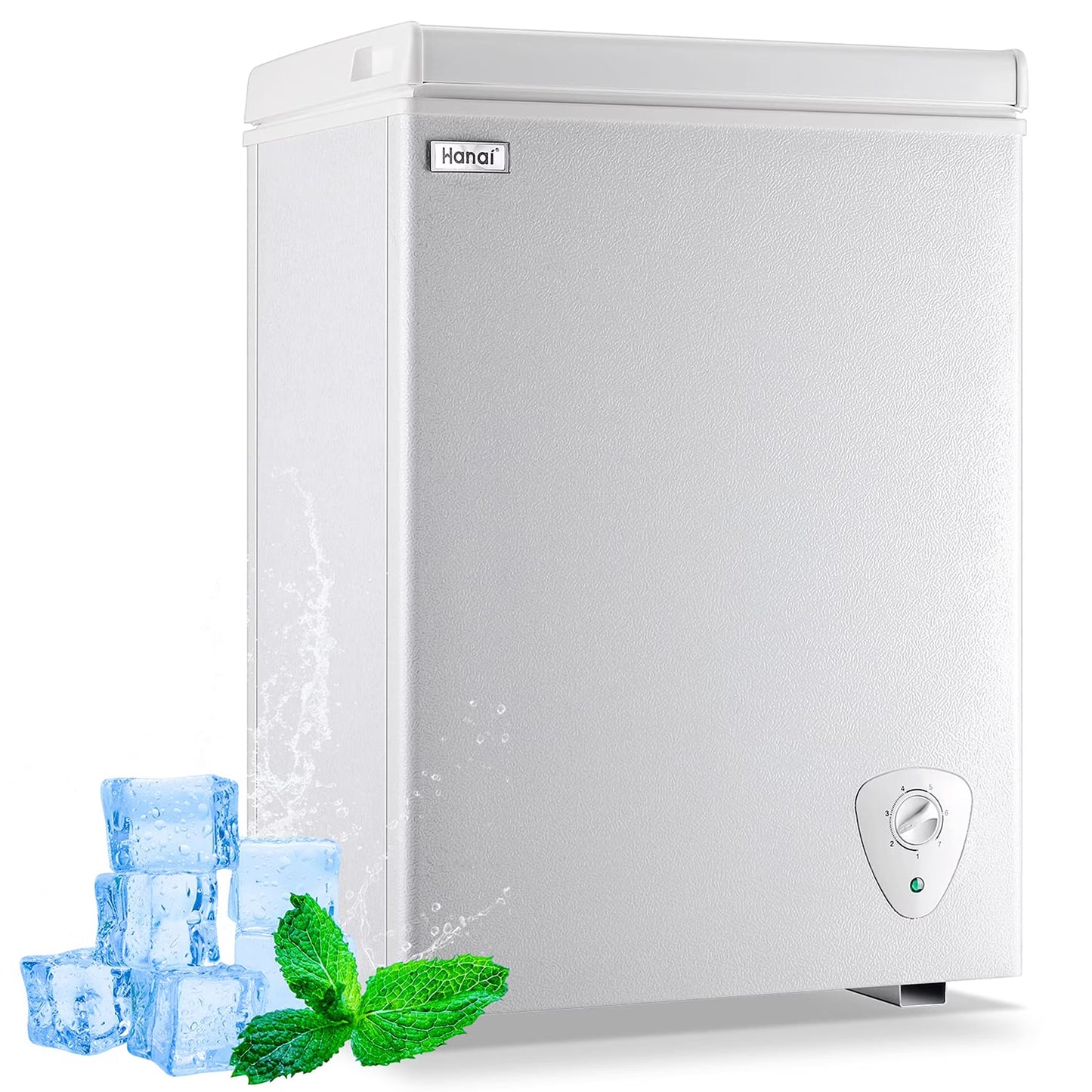 3.5 Cubic Chest Freezer, Compact Deep Freezer with Top Open Door and Removable Storage Basket, 7 Gears Temperature Control, Energy Saving, for Office Dorm or Apartment
