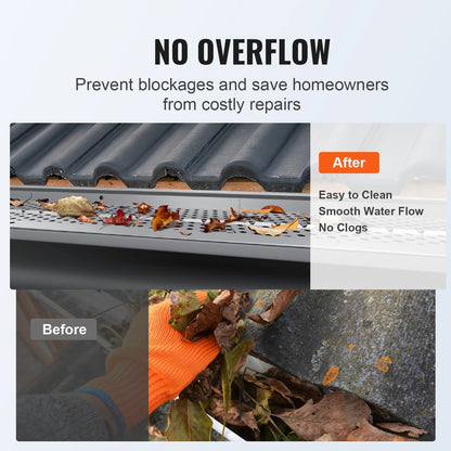 VEVOR Gutter Guard, 5 inch Width, Aluminum Leaf Filter DIY Gutter Cover, 52 PCS 208 ft Total Length, 0.157'' Hole Diameter & 0.02'' Thick Raptor Gutter Guards Fits Any Roof or Gutter Type