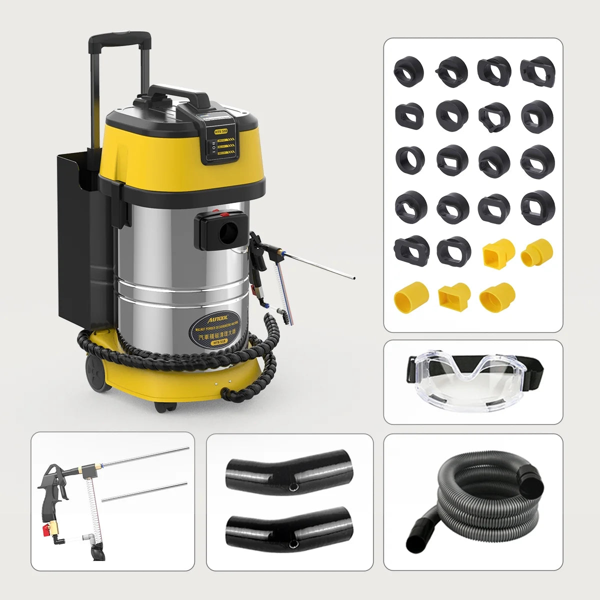 AUTOOL HTS558 Walnut Sand Carbon Deposition Clean Machine Walnut Shell Media Powder Sandblasting Machine Automotive Engine Intake Pipe Valve De-Carbon Cleaning Machine for Rust Grime Paint Removing