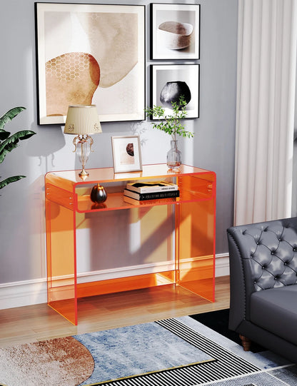 Solaround Acrylic Modern and Sleek Computer Office Desk, Clear