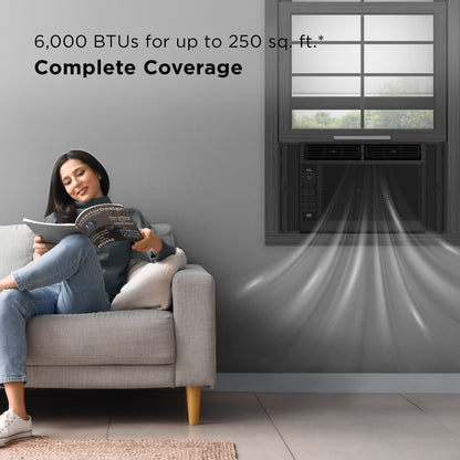 TCL 6,000 BTU Window Air Conditioner, 250 sq. ft., LED Display, Included Remote,  White, W6W32