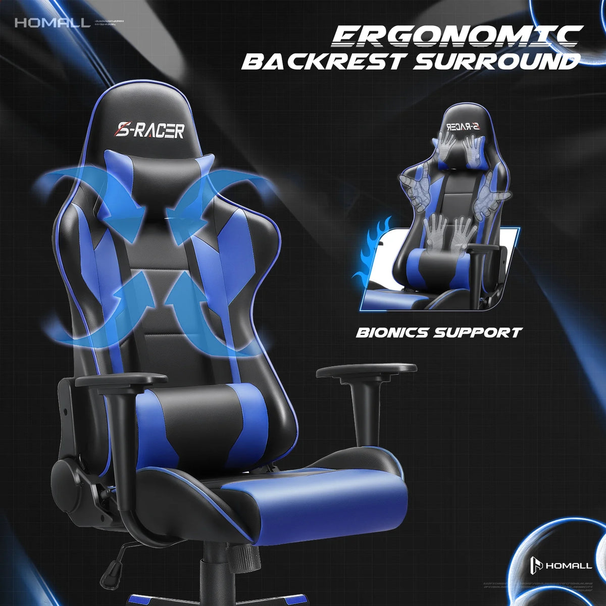 Homall Gaming Chair office Chair with Headrest & Lumbar Support, Pink