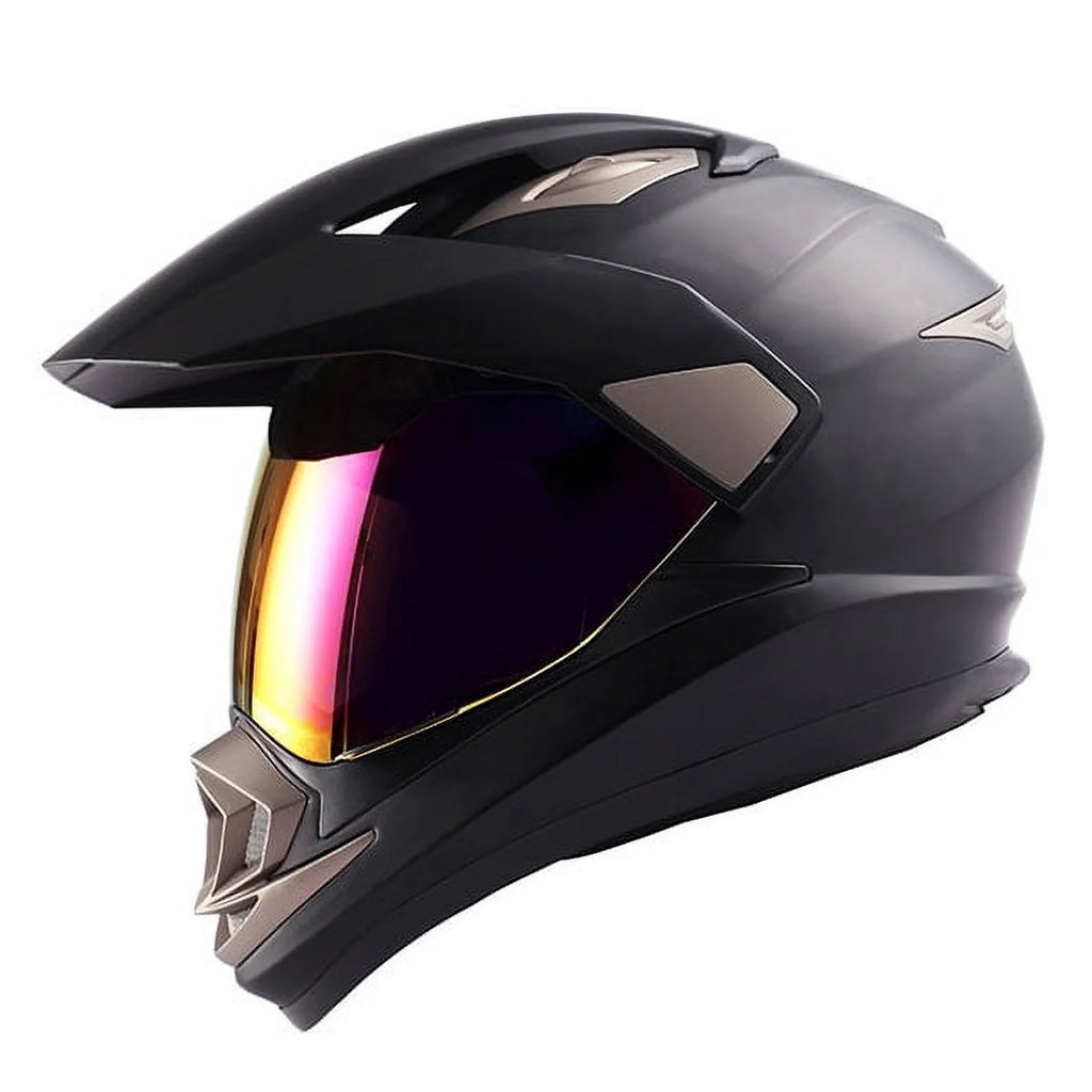 1Storm Dual Sport Helmet Motorcycle HGXP14A Full Face Motocross Off Road Bike + Motorcycle Bluetooth Headset: Matt Black