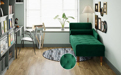 Chaise Lounge Indoor,Vesgantti 59" Velvet Modern Lounge Chair Upholstered with Arm Lumbar Pillow Sofa Chair for Living Room Office,Green