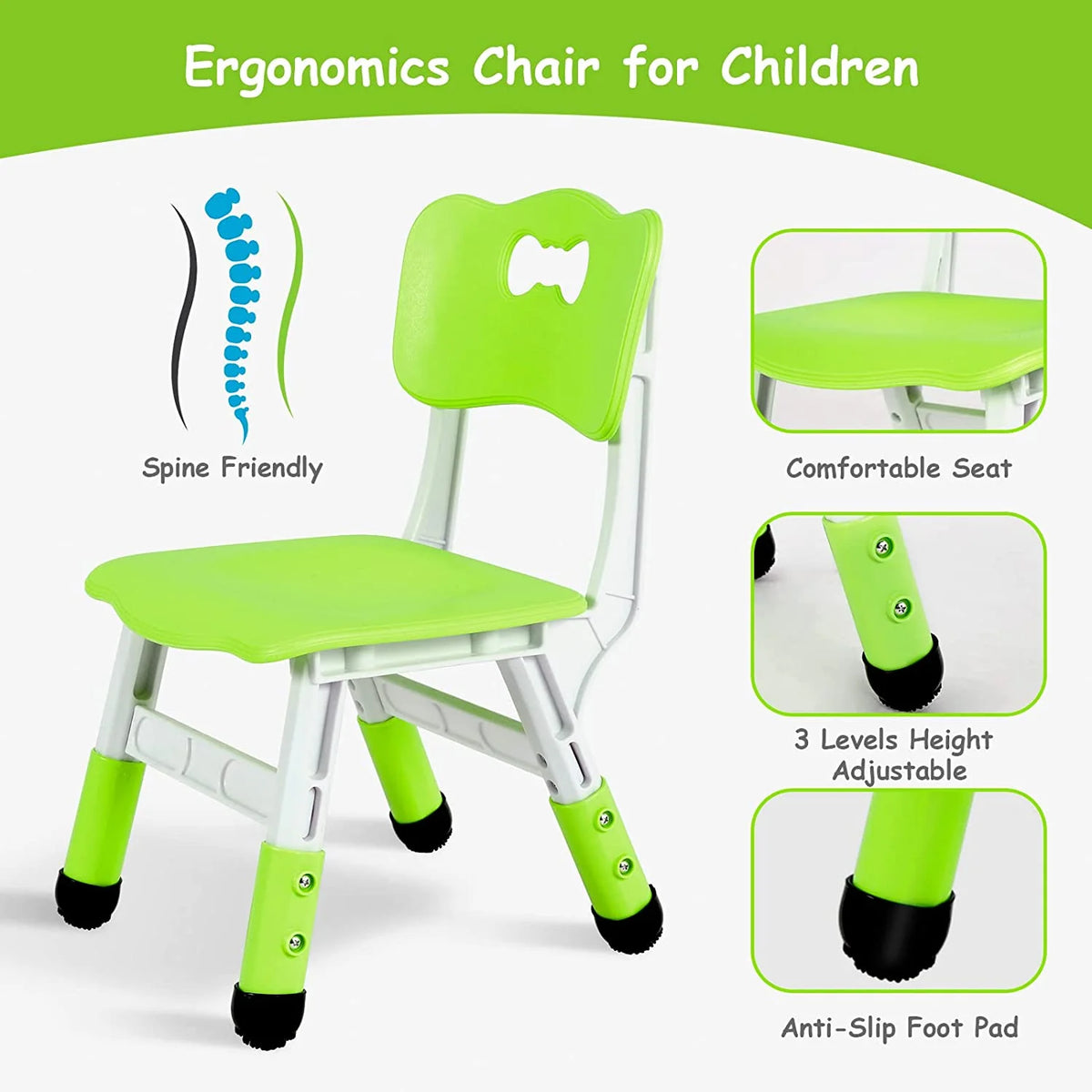 Arlopu Toddler Table and Chair Set Height Adjustable, Kids Activity Table for Reading, Drawing, Eating, Studying, Max 220lbs