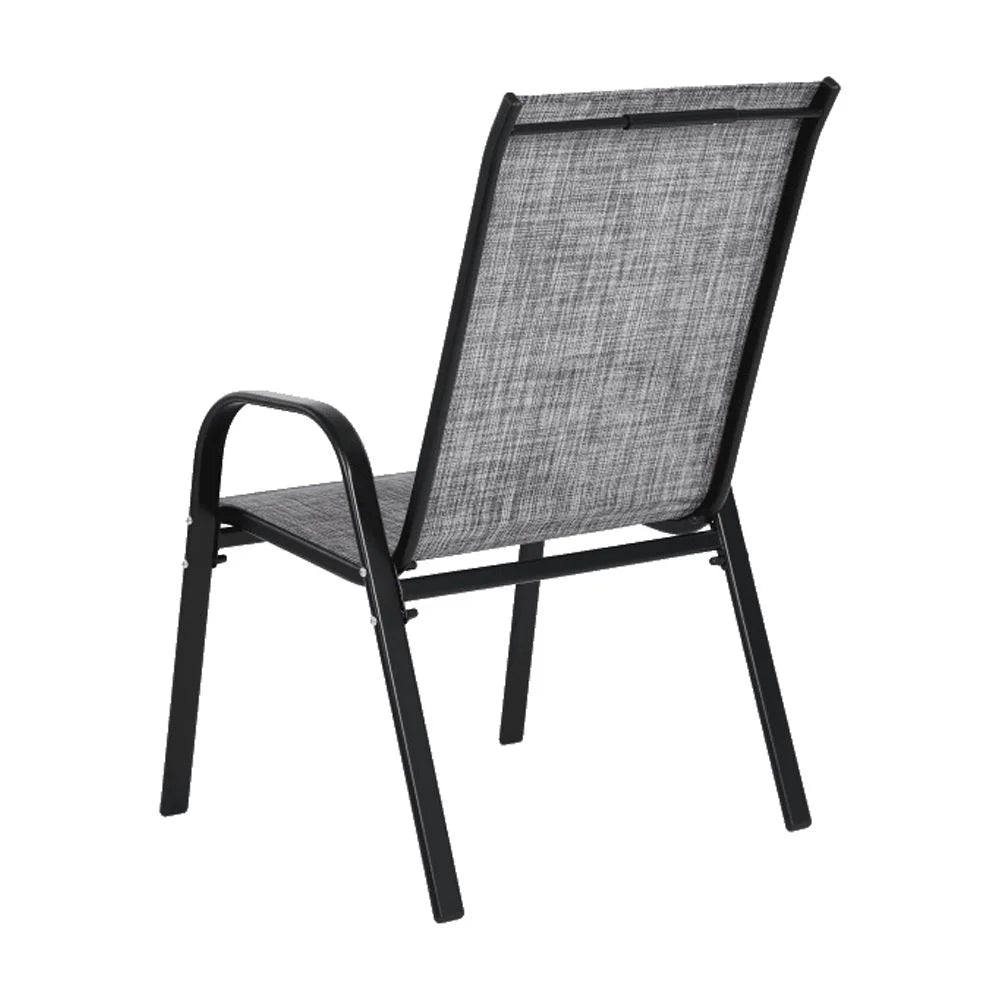 4 Piece Patio Chairs, Outdoor Camping Chairs with Breathable Textilene Fabric, Set of 2 Garden Chairs with Armrest High Backrest for Garden Patio Pool Beach Yard Space Saving ( Brown)