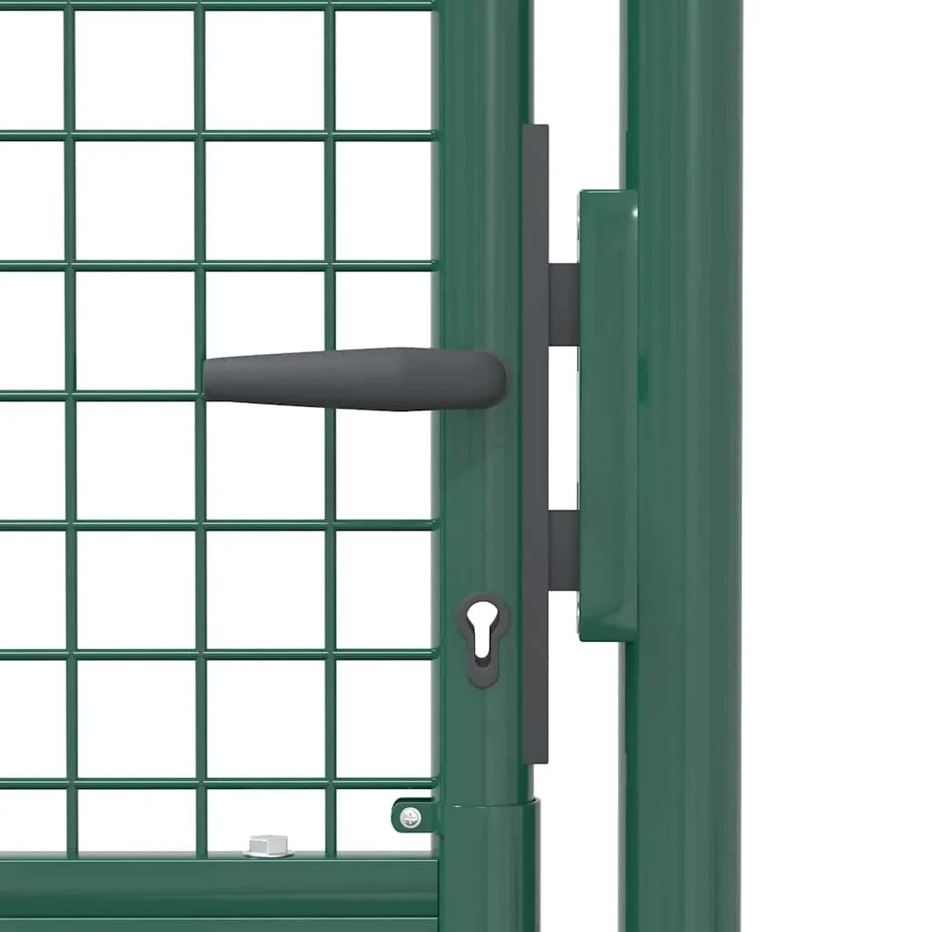 vidaXL Fence Gate Metal Fence Post Garden Gate for Outdoor Patio Steel Green