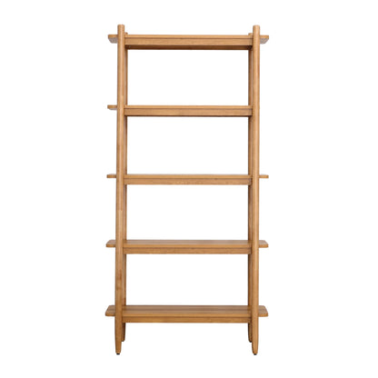 Better Homes & Gardens Springwood 5 Shelf Bookcase with Solid Wood Frame, Light Honey Finish