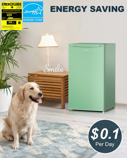 Upstreman 3.2 Cu.Ft. Mini Fridge with Freezer Single Door Small Refrigerator Adjustable Thermostat Compact Fridge with Reversible Door, Low Noise, BR321 Black