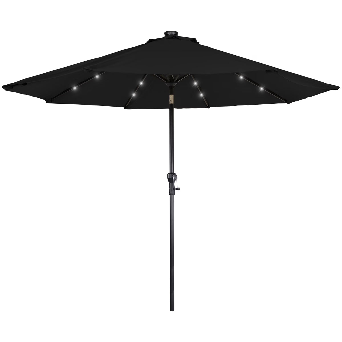 Northlight 9ft Solar Lighted Outdoor Patio Market Umbrella with Hand Crank and Tilt, Pink