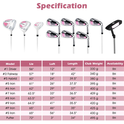 Ultimate Women��s Complete Golf Club Set Golf Club Package Set w/ Rain Hood, Right Hand Purple