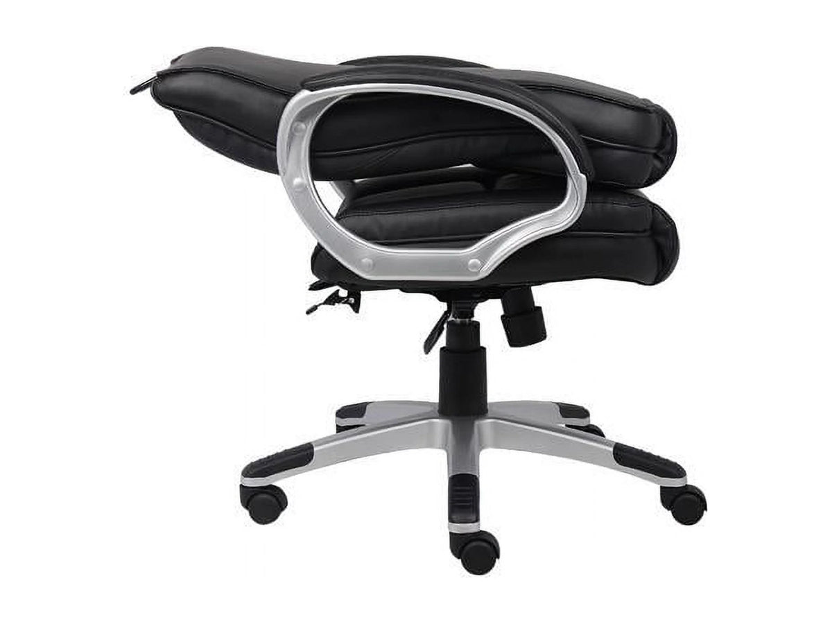 Boss Office Products LeatherPlus Executive Chair with Casters, Black