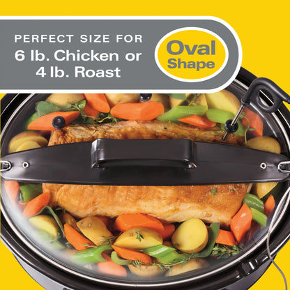 Hamilton Beach 6 Qt Programmable Slow Cooker with Temperature Probe, Stoneware Crock with Removable Pot, Stainless Steel