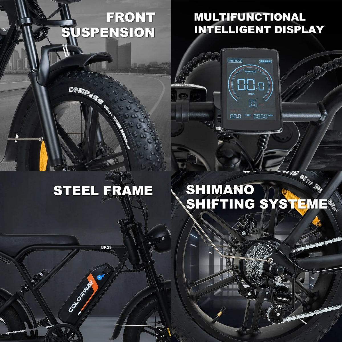 COLORWAY 750W Electric Bike for Adults,20X4.0 Fat Tire Off-Road E bike,48V/15Ah Battery Snow Beach Mountain Bike for Outdoor Cycling e bike