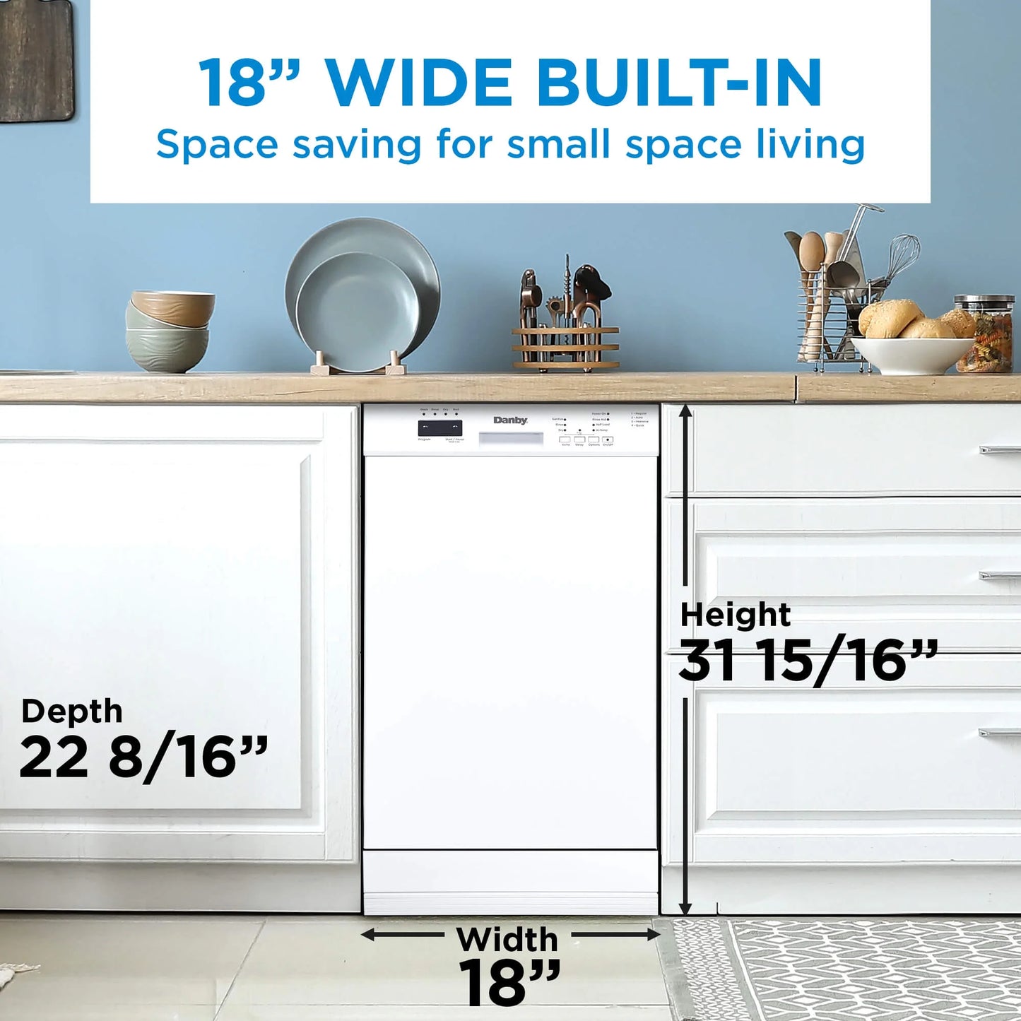 Danby DDW18D1ESS 18" Wide Built-in Dishwasher in Stainless Steel