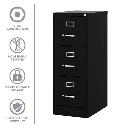 Hirsh 22" Deep 3 Drawer Letter Width Vertical File Cabinet, Commercial Grade, Gray
