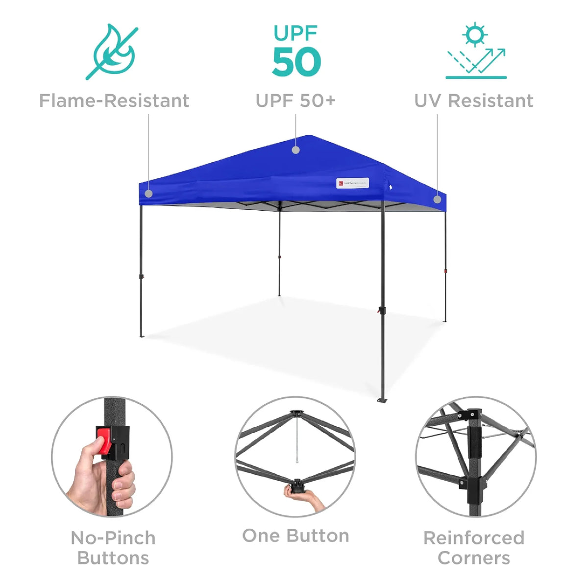 Best Choice Products 12x12ft Easy Setup Pop Up Canopy w/ 1-Button Setup, Wheeled Case, 4 Weight Bags - Navy Blue