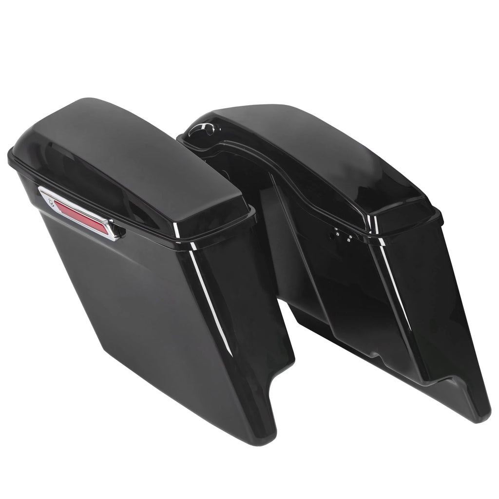 Kojem Hard Saddle Bags for 1993 - 2013 Harley Road King Glide Vivid Black Lockable Saddlebags
