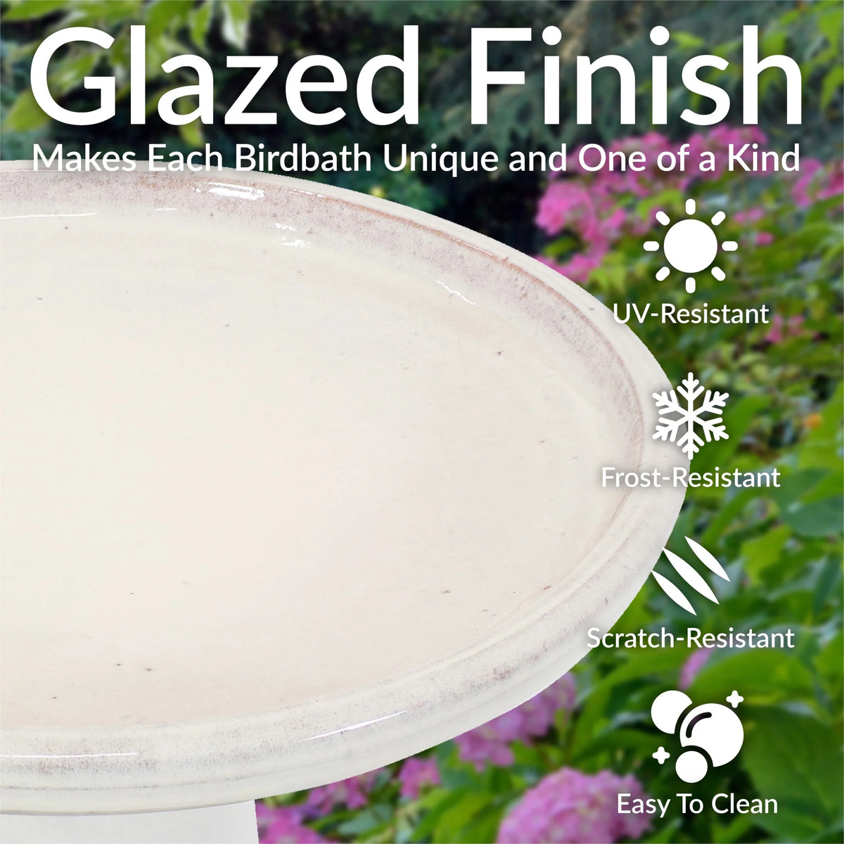 Sunnydaze Freestanding Ceramic Outdoor Bird Bath, Glazed, UV-Resistant Galaxy Blue Finish