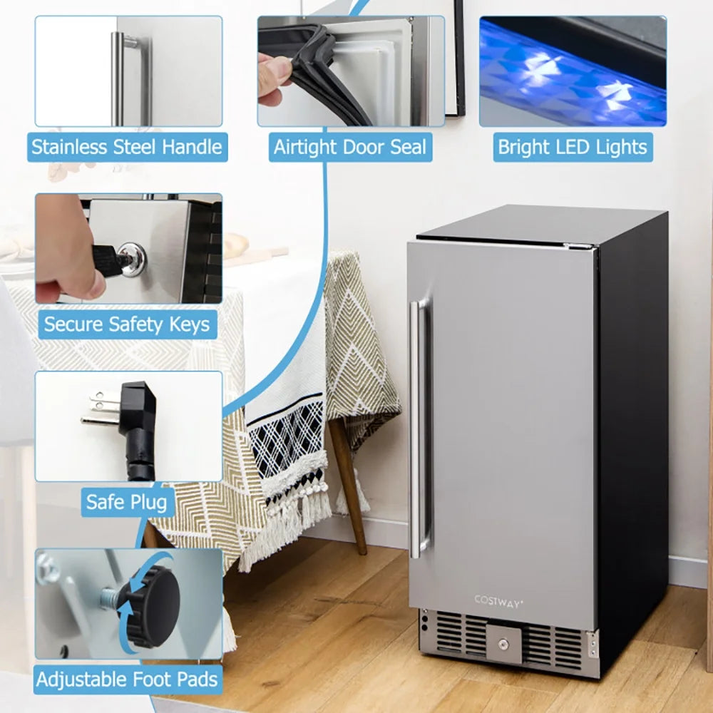 Resenkos Compact Refrigerator with Adjustable Thermostat and Stainless Steel Door-Silver, Compact Refrigerator Mini Fridge for Dorm/Bedroom/Office/Apartment, Food Storage or Drink Beer