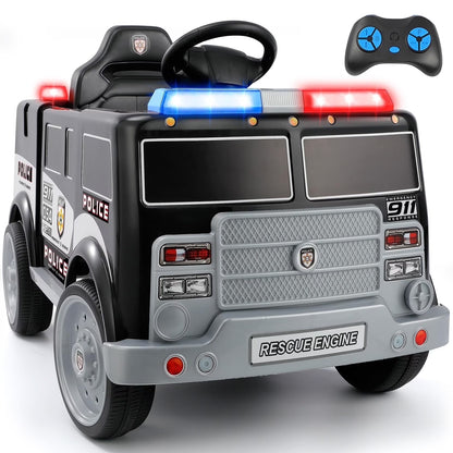 Bobiber Ride on Fire Truck, 12V Battery Powered Ride-On Toy Vehicle with Remote Control, Megaphone, Flashing Lights, Siren and Fire Extinguisher - For Boys and Girls Ages 3-6