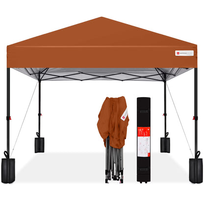Best Choice Products 12x12ft Easy Setup Pop Up Canopy w/ 1-Button Setup, Wheeled Case, 4 Weight Bags - Navy Blue