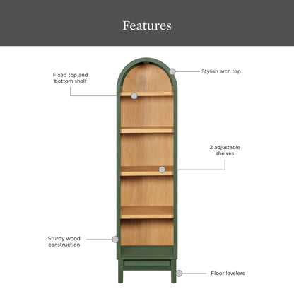 Better Homes & Gardens Juliet Narrow Arch Bookcase, Rich Black and Light Honey