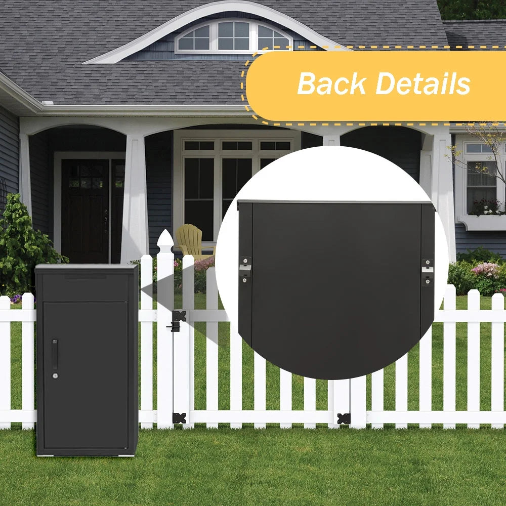 AECOJOY Package Delivery Boxes for Outside Parcel Drop Box Outdoor Storage Box Wall Mounted Express Mail Package Delivery Box 17" x 16" x 38.3" Black