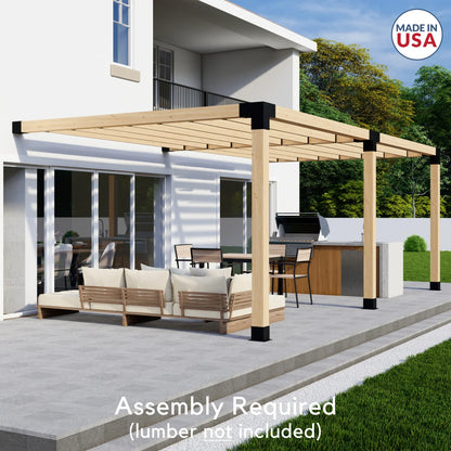 DIY Modern Deck Pergola Bracket Kit for Up to 12 x 22 Pergola Attached to Deck - Metal 6x6 Brackets for DIY Wood Pergola (Lumber Not Included)