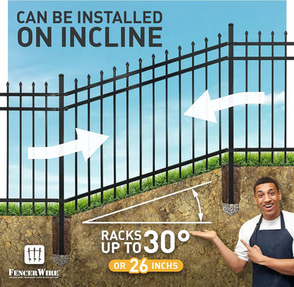 Fencer Wire Heavy Duty Pinnacle Fence Gate, 6FT Height x 4FT Width Outdoor Fence Gate, Outdoor Anti-Rust Metal Steel Gate for Fencing Barrier, Decorative Garden Gate for Residential, Yard, Pool,Patio