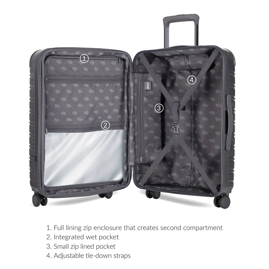 iFLY Hardside Fibertech 3.0 2 Piece Set, 20" Carry-on and 28" Checked Luggage, Gadget Gray
