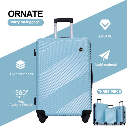 Tripcomp Luggage 3 Piece Set,Suitcase with Spinner Wheels Hardside Lightweight Luggage 20in24in28in.(Blue)