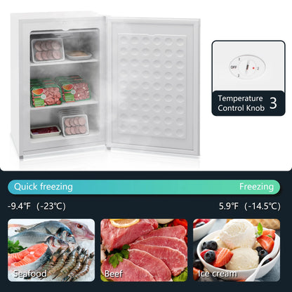 HOMCOM 3 Cu Ft Mini Freezer, Reversible Door, Under Counter Freezer, Black