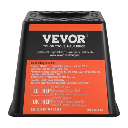 VEVOR Trailer Jack Block, 6000 lbs Capacity per RV Leveling Block, High-Quality Polypropylene RV Camper Stabilizer Blocks, RV Travel Accessories Use for Any Tongue Jack, Post, Foot, 5th Wheels, 4-Pack