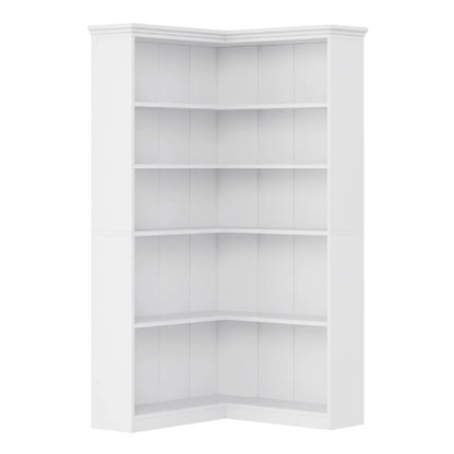EuKer 5 Tier Corner Bookcase, L-Shaped Bookshelf with Large Storage Capacity for Living Room, Bedroom, Office (Half Panel, Retro Brown)