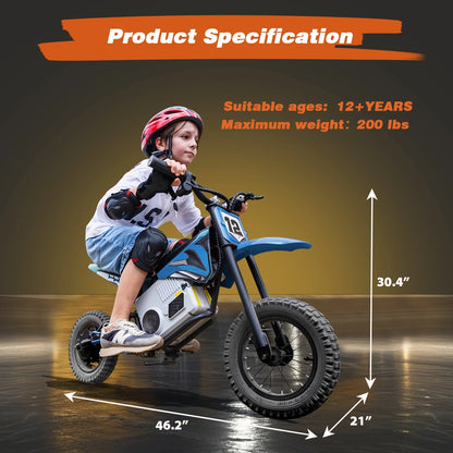 Kerry Yoo C11 36V Electric Dirt Bike for Kids 8-14, 350W Ride on Motorcycle, Electric Motorbike Teens,16 mph, High/Low Speeds-Red