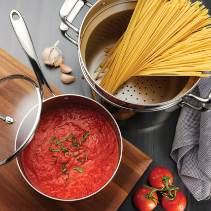 Tramontina 14-Piece Tri-Ply Clad Stainless Steel Cookware Set, with Glass Lids