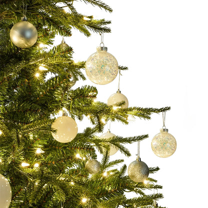 OasisCraft 6.5ft Pre-lit Snow Flocked Artificial Christmas Tree PVC Branches, 400 Clear Lights, Metal Stand | Realistic Full Shape for Home, Office, Holiday Decoration