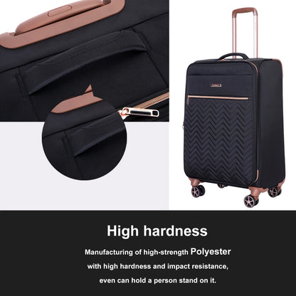 Travelhouse 4 Piece Luggage Set Softside Expandable Lightweight Suitcase with Double Spinner Wheels.(Black)