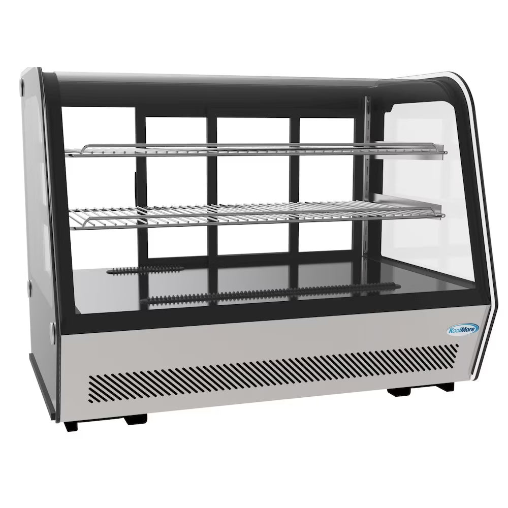 KoolMore - CDC-5C-BK 35" NSF Commercial Countertop Refrigerator Display Case Merchandiser with LED Lighting - 5.6 cu. ft, Black and Stainless Steel (858154008317)