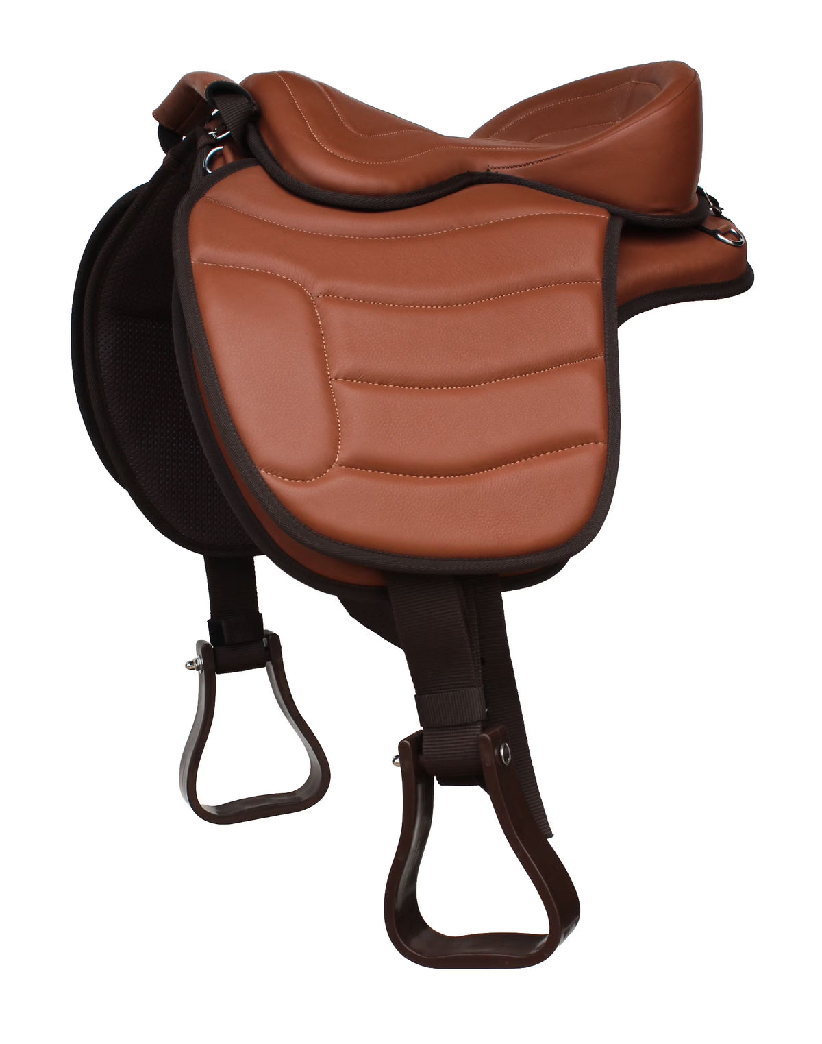15" Western Horse Bareback Treeless Leather Saddle Pleasure Trail Riding 49103BK
